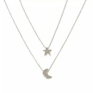 Moon and stars stacked multi strand necklace
